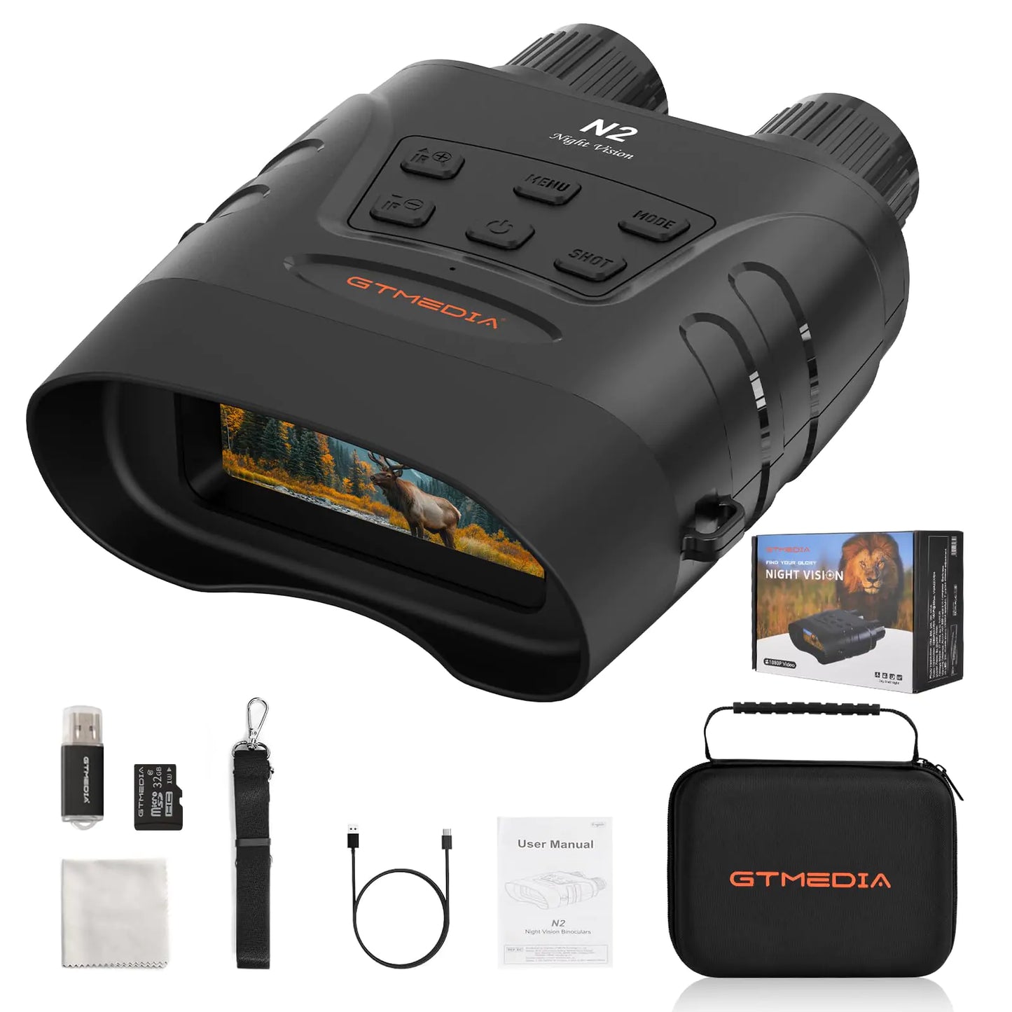 Night Vision Goggles,4K Infrared Night Vision Binoculars for Viewing in 100% Darkness with HD Large Screen 5X Digital Zoom & 7 IR32G TF Card for Hunting Camping Birds Watching