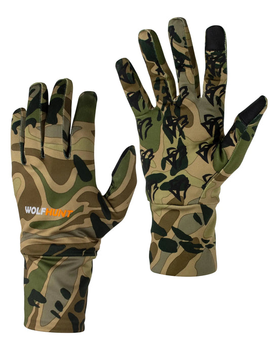 WOLFHUNT Lightweight Camouflage Hunting Gloves Men/Women Anti-Slip Camo Archery Gloves for Hunting
