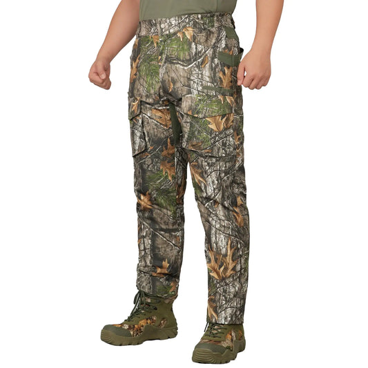 LOOGU Mens Camo Hunting Pants Water-Resistant Ripstop Turkey Hunting Pants for Men with 9 Pockets