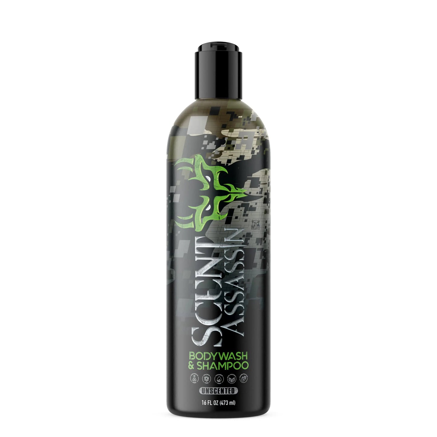 Scent Assassin Hunting Body Wash & Shampoo - Unscented 16 fl oz - Hunting Soap and Shampoo - Scentless Shampoo Hunting - Scent Free Soap Hunting - Scent Away for Hunting and Camping