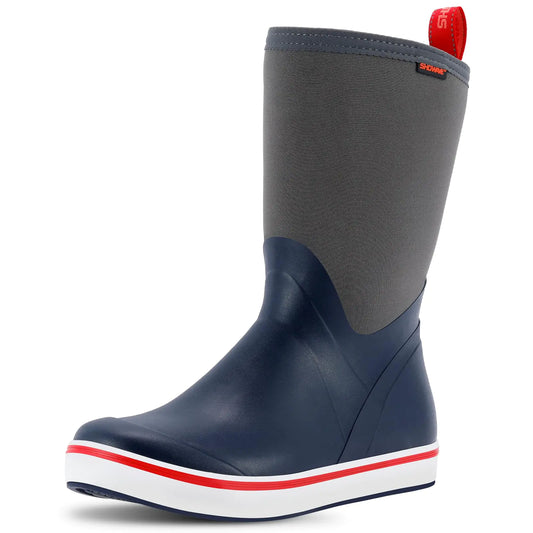 Showave Mens Deck Boots Mid Calf Rubber Boots Waterproof Fishing Sailing Boots Non-Slip Insulated Rain Boots For Outdoor Gardening Mud Yard WorkingNavySize 8