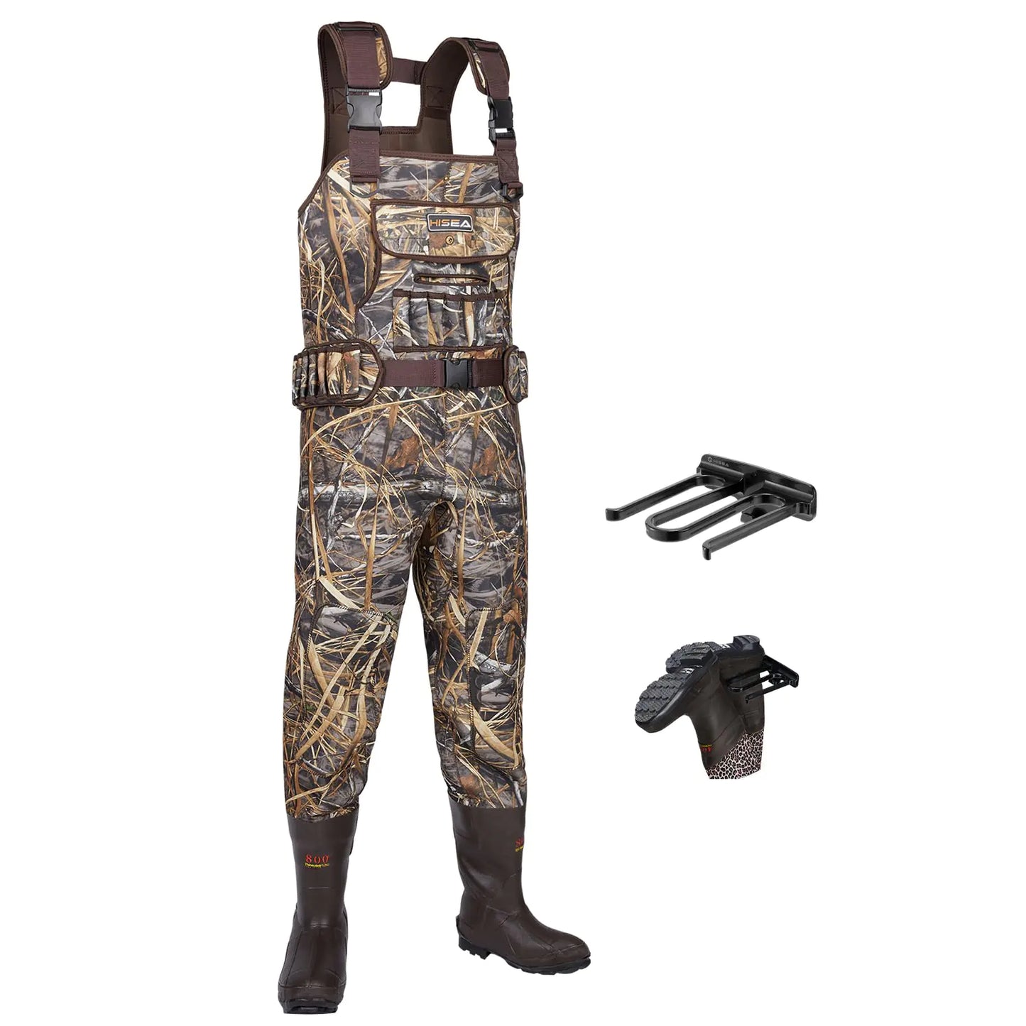 HISEA Hunting Waders Neoprene Chest Waders for Men with 800G Insulated Boots Waterproof Neoprene Bootfoot Waders
