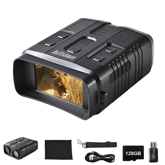 Night Vision Binoculars 4K Night Vision Goggles 1640FT 10X Optical Zoom Rechargeable with 3 Screen and 128GB TF Card for Adults Bird Watching Hunting Photo Video