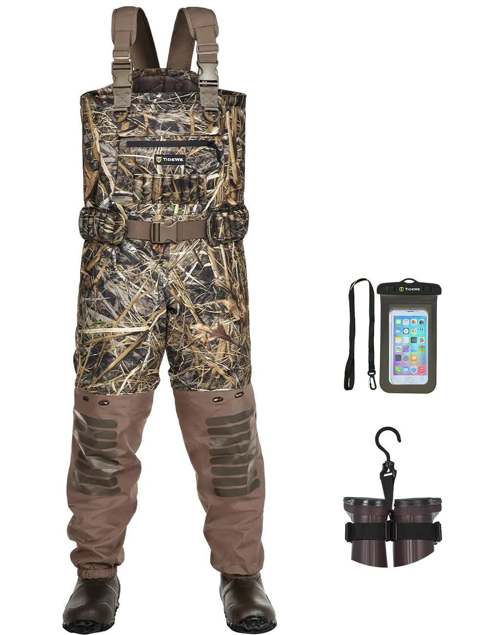 TIDEWE Breathable Insulated Chest Wader with Boot Hanger 1600G Insulation Waterproof Hunting Wader with Steel Shank Boots 200 Insulated Liner Next Camo Evos Camo Hunting Fishing Wader Size 11