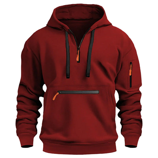 Mens Zip Up HoodieHooded Sweatshirt Men Tactical Sweatshirt Quarter Zip Cargo Pullover Hoodies Workout Gym Sports Running Outdoor Winter Jackets For Men Big And Tall Sweatshirts For Men