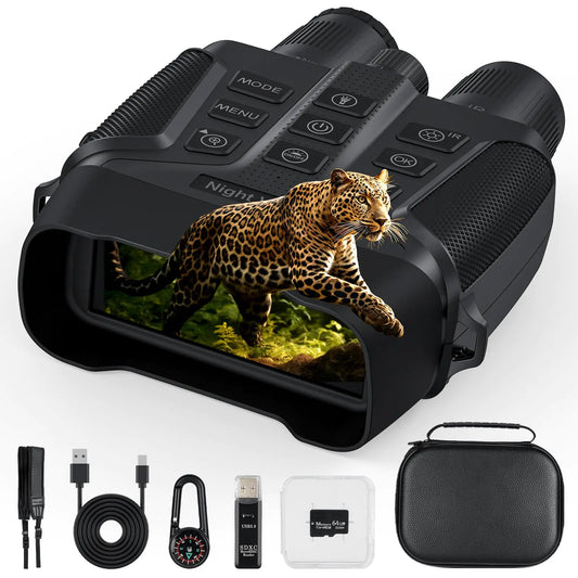 ITEFDTUTNE Night Vision Goggles 58MP Full-Color 4K Night Vision Binoculars 5X Digital Zoom and 1968FT Viewing Range 4 Screen with 64GB TF Card5000mAH Rechargeable Battery for Camping Hunting