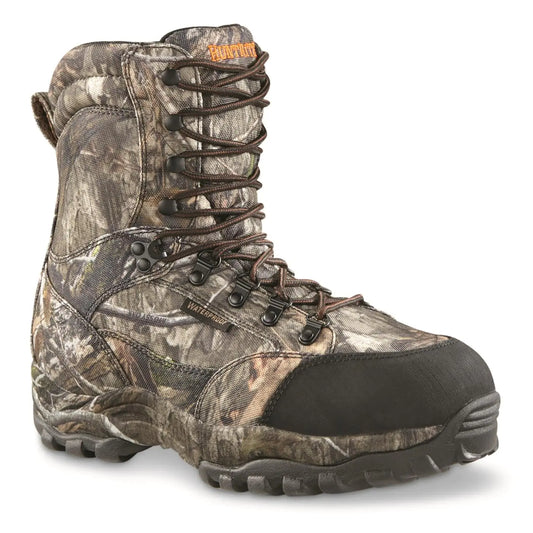 HUNTRITE Guidelight 8" Waterproof Hunting Boots; for Men Hiking Climbing Hunting Lace-Up Shoes with Thick Rubber Sole Mossy Oak Country DNA 10D (Medium)