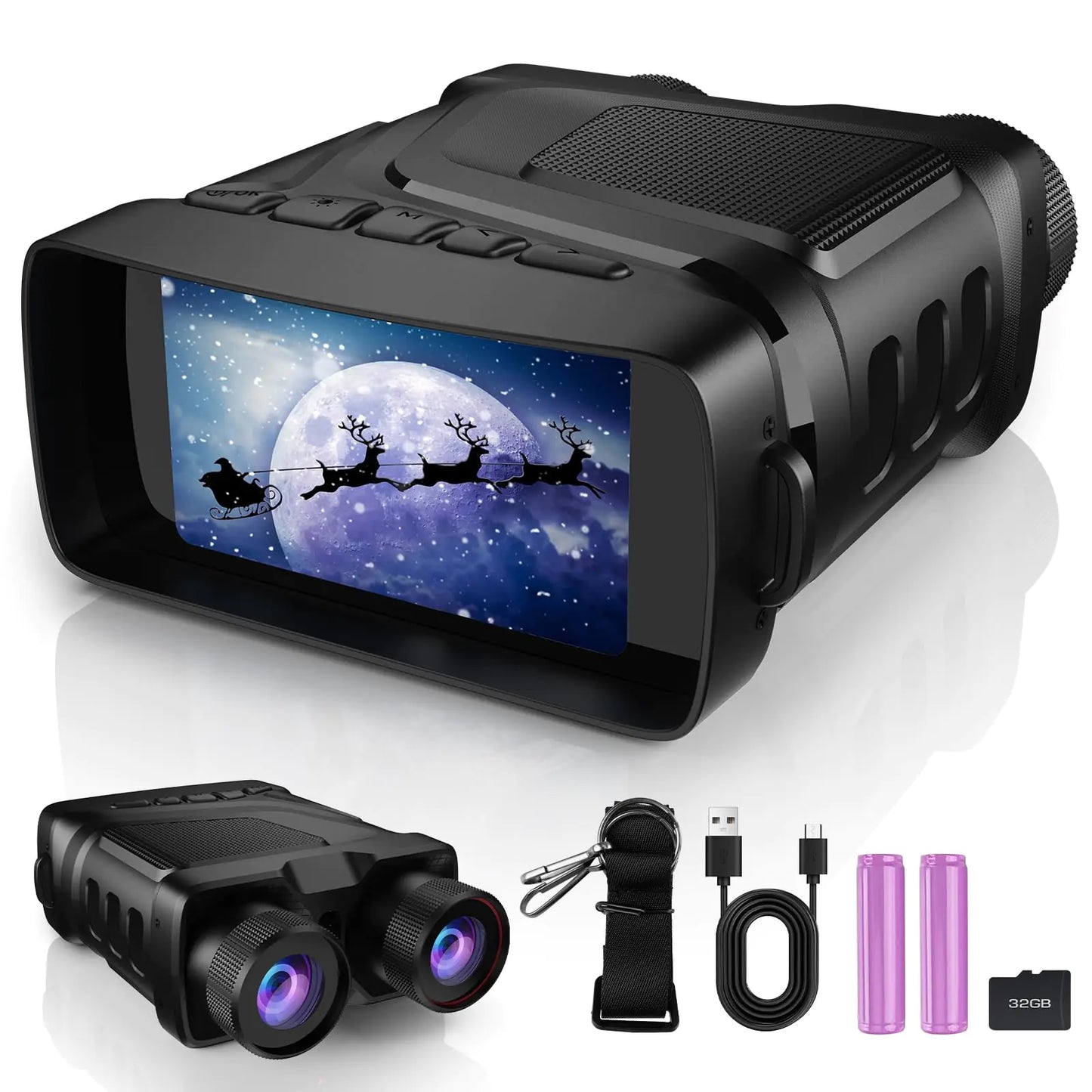 GOYOJO Infrared Night Vision Binoculars Night Vision Goggles 3.2 HD Screen with 10X Digital Zoom Portable NVG Goggles with 32GB Card to Save Photos and Videos for Hunting Camping