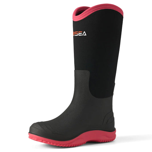 HISEA Muck Boots for Women Waterproof Tall Women Garden Boots Insulated Neoprene Rubber for Outdoor Activities: Hunting Gardening Farming Muddy Yard Work Sizes US Women 6-11