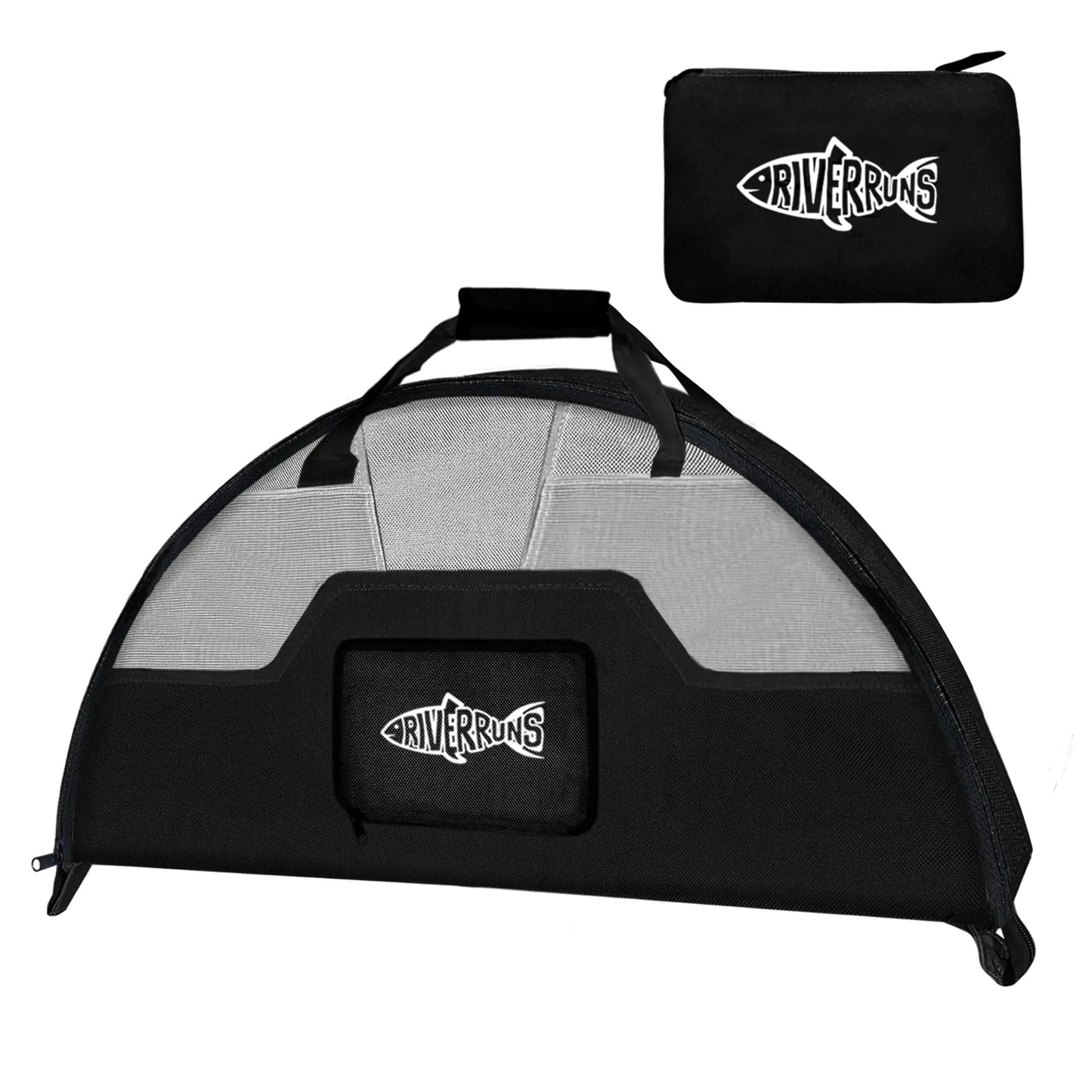 Riverruns Fishing Hunting Wader Bag with Vented Mesh Foldable Waders Boots Bag Fly Fishing Changing Pad & Bag for Fishing Hiking Camping (Charcoal Taupe)
