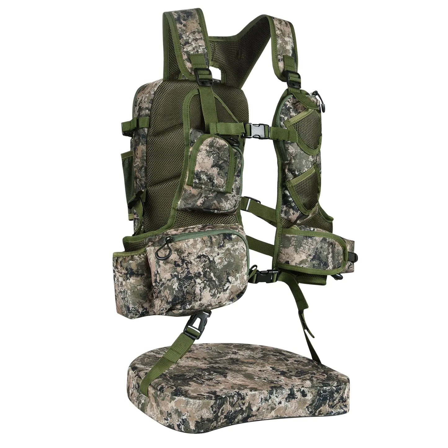 UIIHUNT Turkey Hunting Vest with Seat: Lightweight Turkey Hunting Vest with Game Pouch Adjustable Turkey Hunting Gear Turkey Hunting Accessories Turkey Vest Hunting Clothes for Men Women