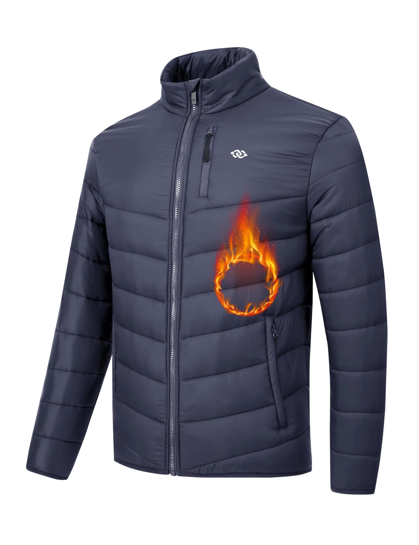JINSHI Mens Winter Quilted Jackets Outerwear Cold Weather Insulated Thermal Puffy Winter Jackets Big and Tall for Men Running Travel Navy 2XL