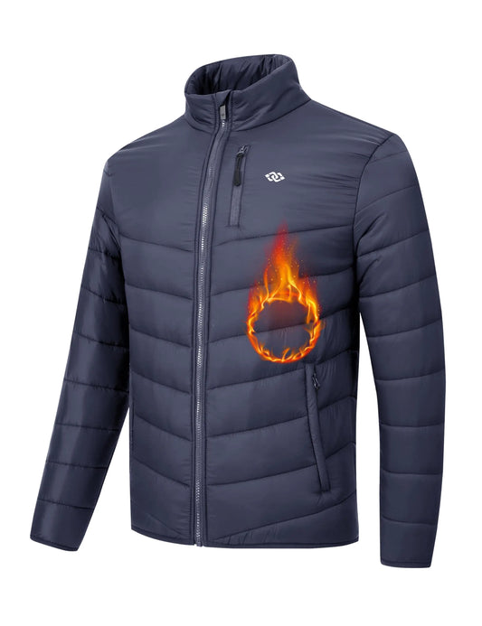 JINSHI Mens Winter Quilted Jackets Outerwear Cold Weather Insulated Thermal Puffy Winter Jackets Big and Tall for Men Running Travel Navy 2XL